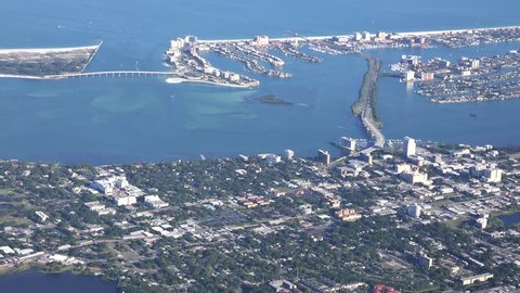 Clearwater aerial looking west. Clearwater is a city located in Pinellas County, Florida, United States, nearly due west of Tampa and northwest of St. Petersburg.