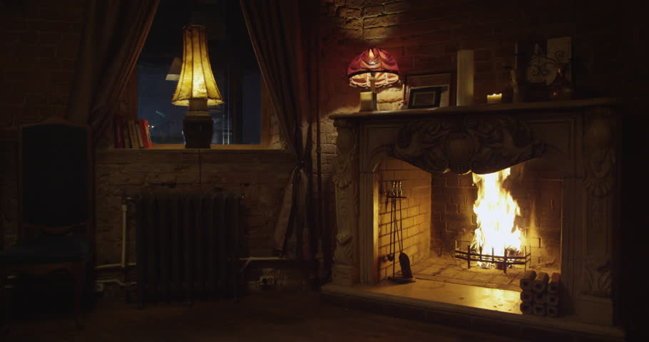 Beautiful burning fireplace | Shutterstock HD Video #1026499319