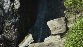 Lovers' leap waterfall, in Nuwara Elya, Sri Lanka during dry season, on a hot sunny day