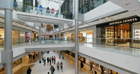Central, Hong Kong, 28 March 2019: interior of shopping mall