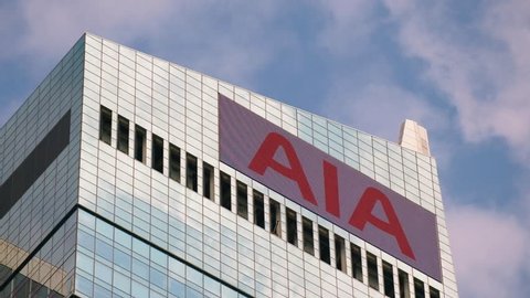 Hong Kong, March 29, 2019: AIA in Hong Kong. AIA Group Limited and its subsidiaries comprise the largest independent publicly listed pan-Asian life insurance group.