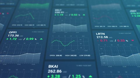 Financial charts and diagrams and stock numbers 4k animation Video de stock