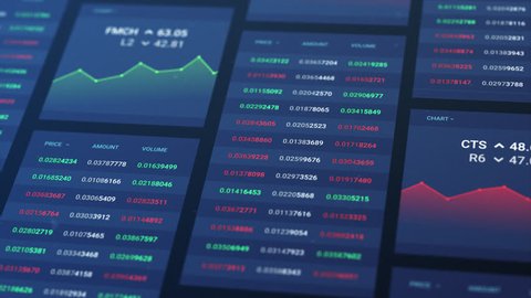 Financial charts and diagrams and stock numbers 4k animation