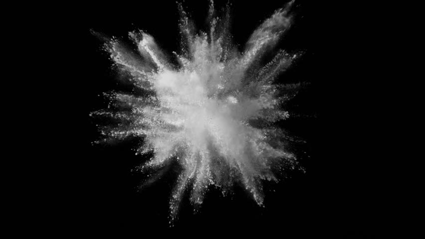 Super slow motion of white powder explosion isolated on black background. Filmed on high speed cinema camera, 1000fps. | Shutterstock HD Video #1026570926
