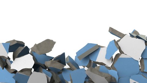 Crushing concrete wall with flag of Argentina. Argentinean crisis conceptual 3D animation