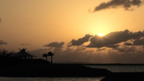 Japan Okinawa Naha Port at dusk