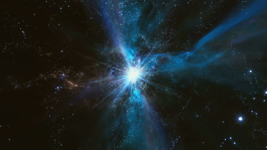 Reverse view traveling through star fields in space (Loop).