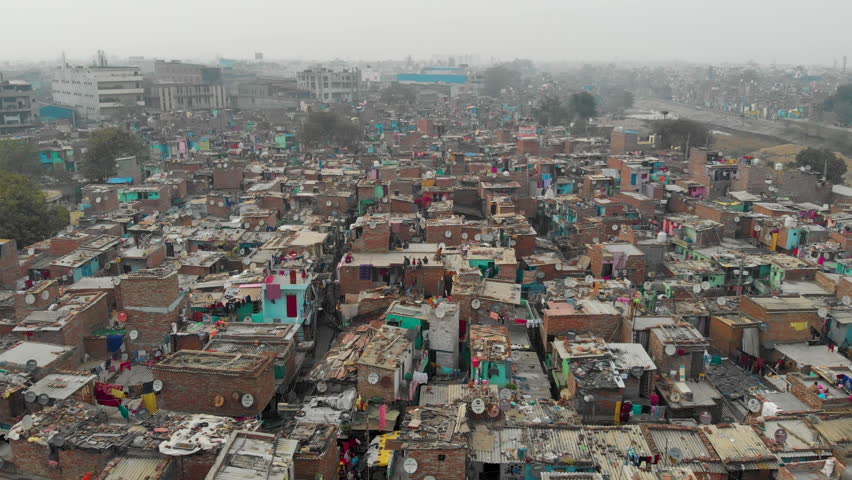 Slums Delhi India February 19th Stockvideoklipp Pa Helt Royaltyfria Shutterstock