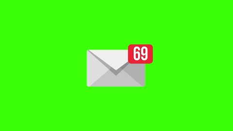 Animation mail icon on Green screen. 4K