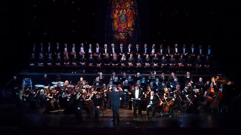 DNIPRO, UKRAINE - FEBRUARY 20, 2019: Requiem by Verdi performed by members of the Dnipro Opera and Ballet Theatre.