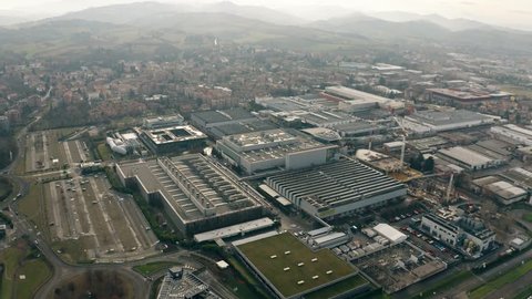 MARANELLO, ITALY - DECEMBER 24, 2018. Aerial view of the Ferrari car factory