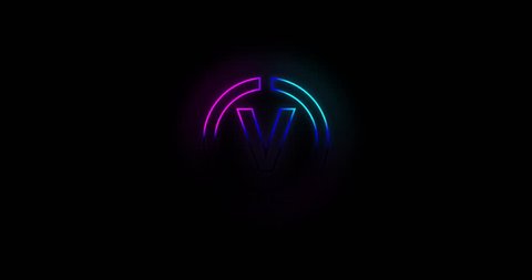 letter v logo. neon light effect 