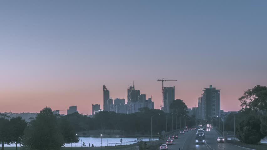 Time lapse Footage of light trails in Perth city during sunset