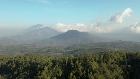 Aerial Video; A drone shot overlooking the beautiful Balinese mountains.