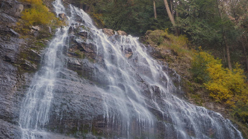 A Static Shot of the Uppermost Portion of Bridal Veil Falls