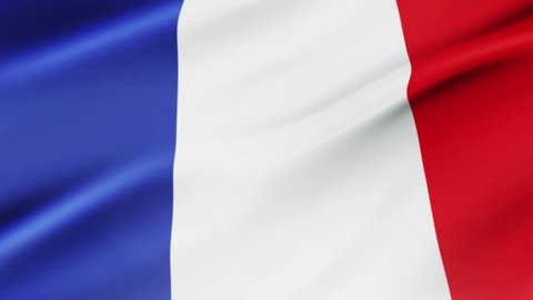 France flag waving in wind video footage  Realistic France Flag background. France Flag Looping Closeup