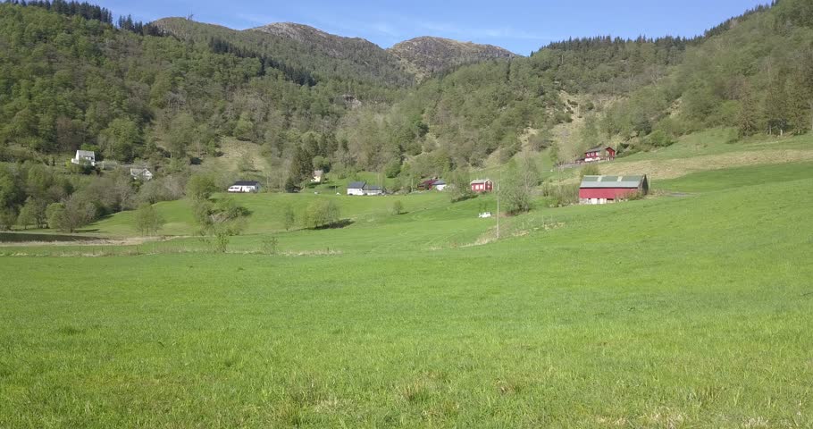 Jordal farm valley near Bergen Norway Drone