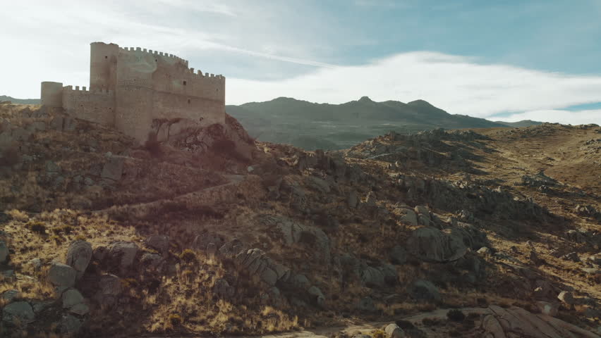 Castle in the hills of Spain. drone 4k
