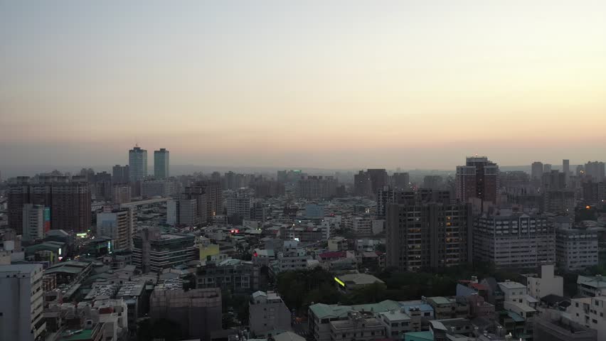 Twilight sunset in Taichung city, Taiwan