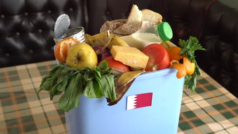 Food waste in Trash Can. The problem of food waste in Kingdom of Bahrain. Trash, Recycling and Compost