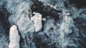 Majestic Antarctica Ocean Water Surf Aerial View. Polar Open Arctic Rough Abyss Seascape. Epic Harsh Antarctic Climate North Iceberg Overview Drone Top Down Footage Shot Footage 4K (UHD) - Powered by Shutterstock - Get 15% off with code: PIKWIZARD15
