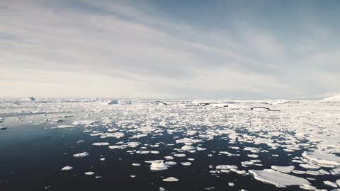 Antarctica Surf Open Water Seascape Aerial View. Majestic North Polar Ocean Horizon Panorama Overview. Wild Antarctic Nature Scenery Global Warming Concept Drone Shot Footage 4K (UHD)