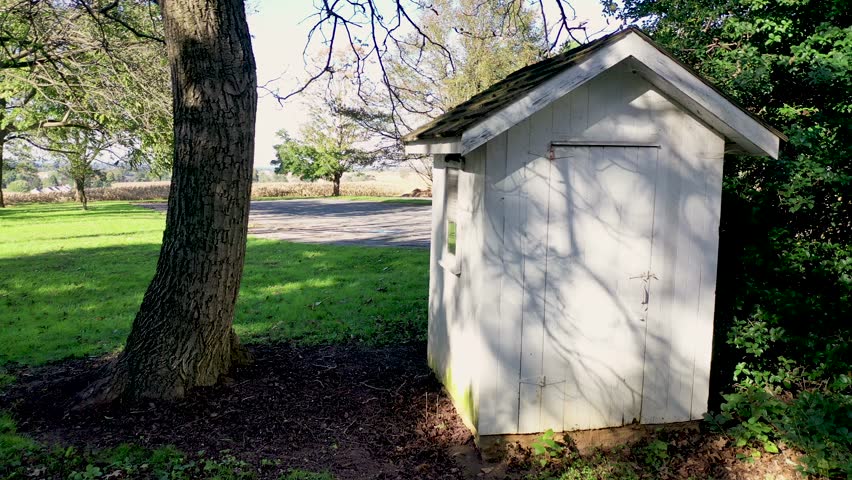 Aerial white outbuilding on the Herr House property pan to the right Concept: National Park Service, Historic Places, Mennonite, colonial America, Amish, landmark