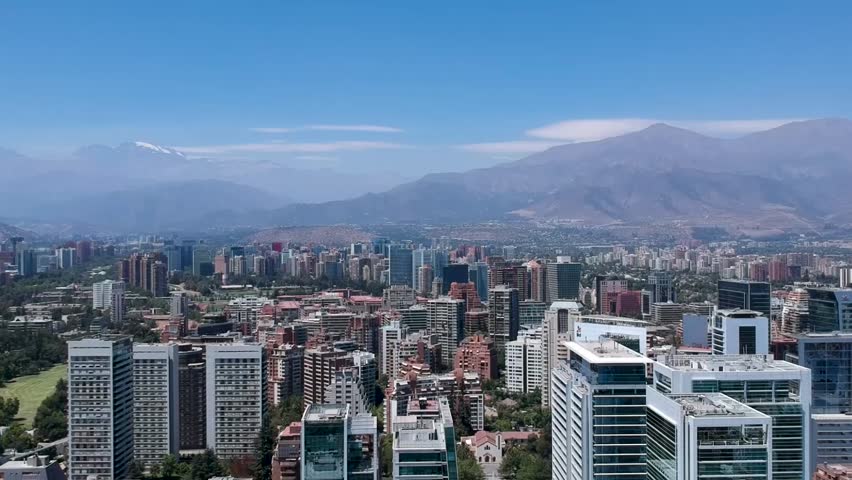 Aerial shot of luxury distric in Santiago de Chile