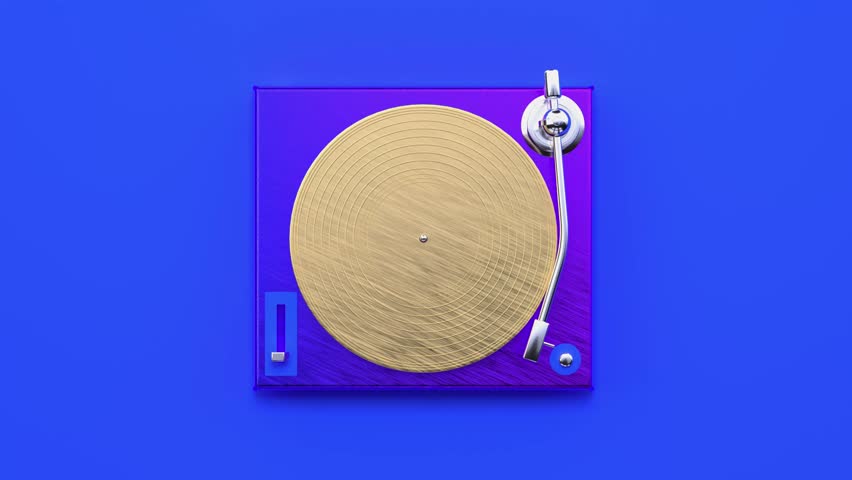 music vinyl player abstract 3d rendering motion blue background flat lay scene