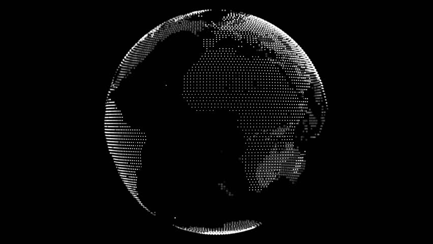 Abstract Earth of dots rotating. 3D Rendering abstract technology