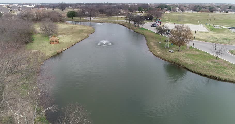 aerial video of Bear Creek Park in Keller Texas.