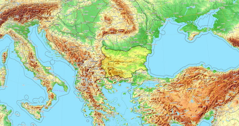 Topographic Map Of The Balkans Bulgaria Sofia - Mar 9 Stock Footage Video (100% Royalty-Free) 1026762698 |  Shutterstock