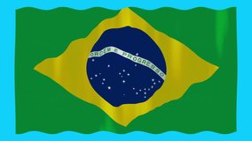 Brazil flag waving Chroma screen stock footage for backgrounds and textures I Brazil country flag waving stock video