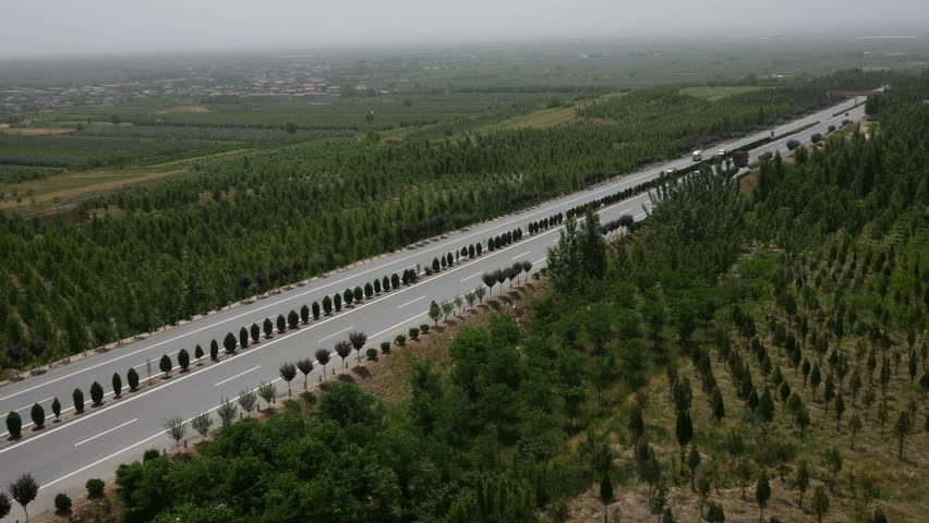 Yuncheng, Shanxi Province, China, traffic road connection aerial panorama
