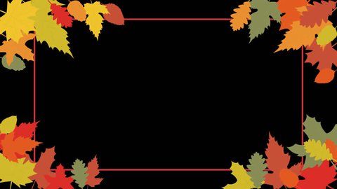 autumnal decorative frame made with colorful autumnal fallen leaves on the corners,ing slightly, alpha channel included