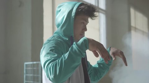 Portrait Young Attractive Rapper Dancing Abandoned Stock Footage Video ...