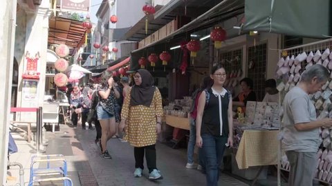 Ipoh, Malaysia - 24/3/2019 : One of the famous heritage trail walk in the old town of Ipoh, Perak, Panglima Lane or the old name, Concubine Lane