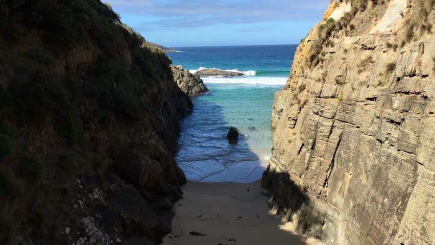 Landscape view of the Remarkable Cave Tasman national park Australia