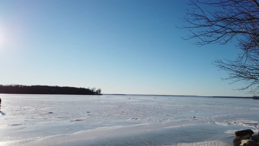 Frozen River During Winter in Montreal, Canada (L