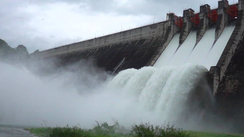 slow motion water dam drained outlet Stock Footage Video (100% Royalty ...