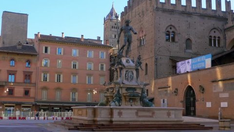 bologna,italy,15/05/2015: neptune fountain daylight no people steady cam shot