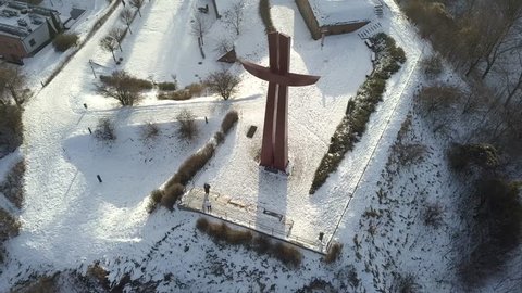 
A view of the Christian cross placed on "Gradowa Hill", in Old Town in Gdask, Poland