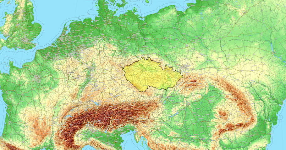Czech Republic Topographic Map Czech Republic Prague - Mar 9 Stock Footage Video (100% Royalty-Free)  1026839069 | Shutterstock