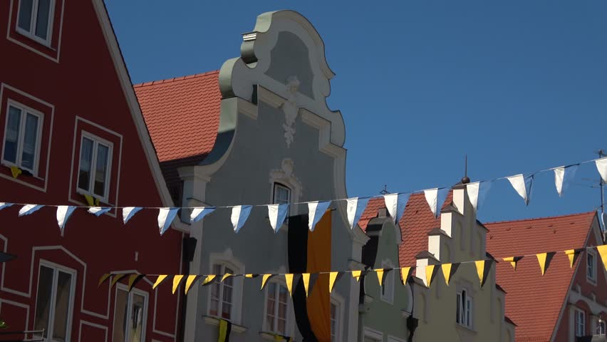 MINDELHEIM/Germany,BAVARIA,7-2018: Old town with historic houses,
