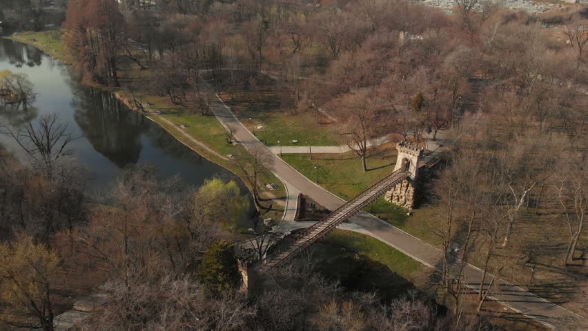 Aerial view over Nicolaer Romanescu Park, Craiova