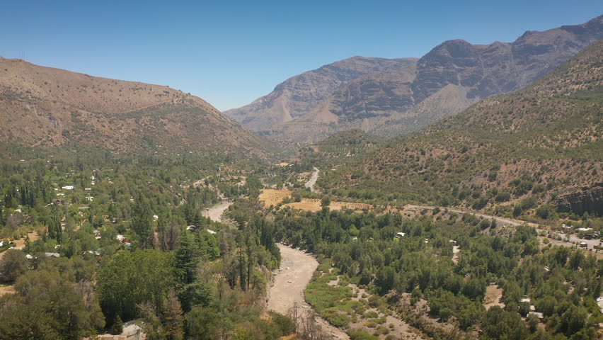 Aerial shots of Maipo reservoir and Yeso Natural Park at Santiago - Chile