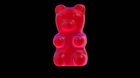 Seamless funny animation of candy gummy bears dancing isolated with alpha channel