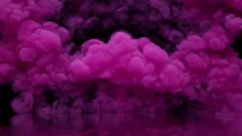 pink smoke, filling empty space, fog, fume on black background, smoky atmosphere, colorful powder clouds