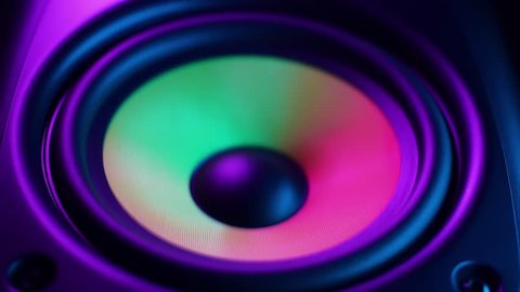 close up of a colorful loud speaker with beautiful dynamic lighting.