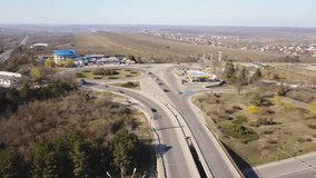 drone video of a highway.